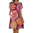thumbnail image 1 of Rainbow Lollipop Women's Dress Short Sleeve Summer Sundress Summer Women Clothes, 1 of 7