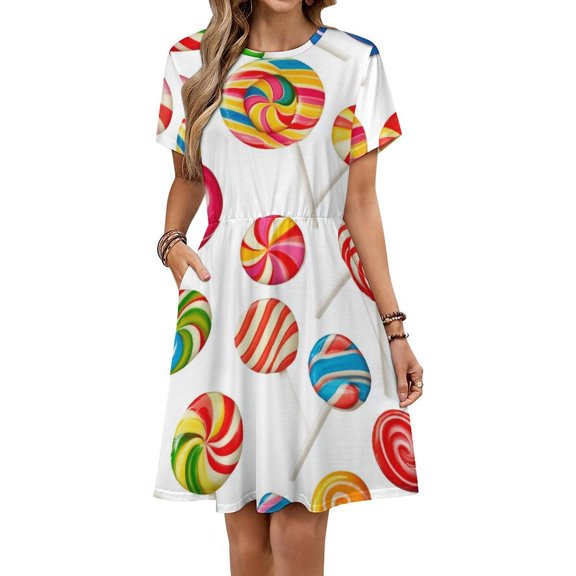 Rainbow Lollipop Women's Dress Short Sleeve Summer Sundress Summer Women Clothes