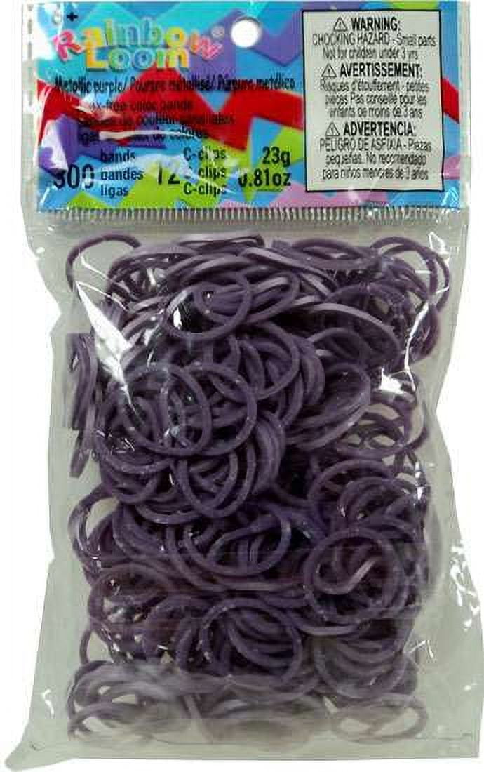 Rainbow Loom 300 Ct. Sillicone Rubber Band Metallic Purple Refill Pack [12  C-Clips] 