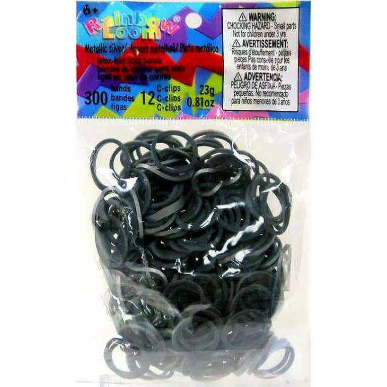 Rainbow Loom 300 ct. Silicone Rubber Band Metallic Silver Refill Pack  (Includes 12 C-Clips)