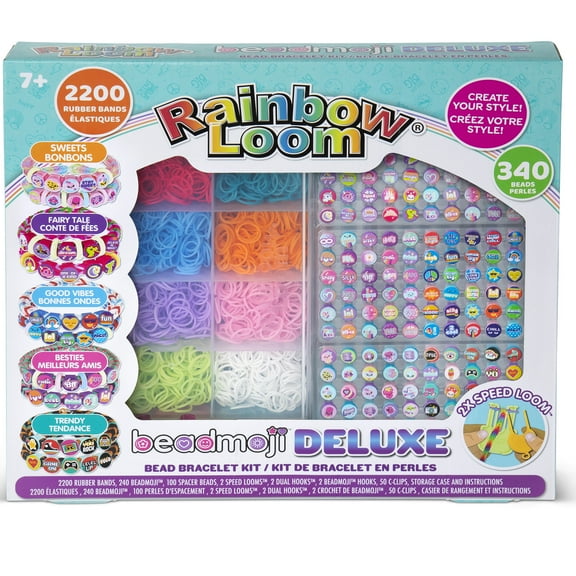 Rainbow Loom: Beadmoji Deluxe - DIY Rubber Band & Bead Bracelet Kit - Includes 2200 Bands & 340 Beads, Design & Create, Ages 7+