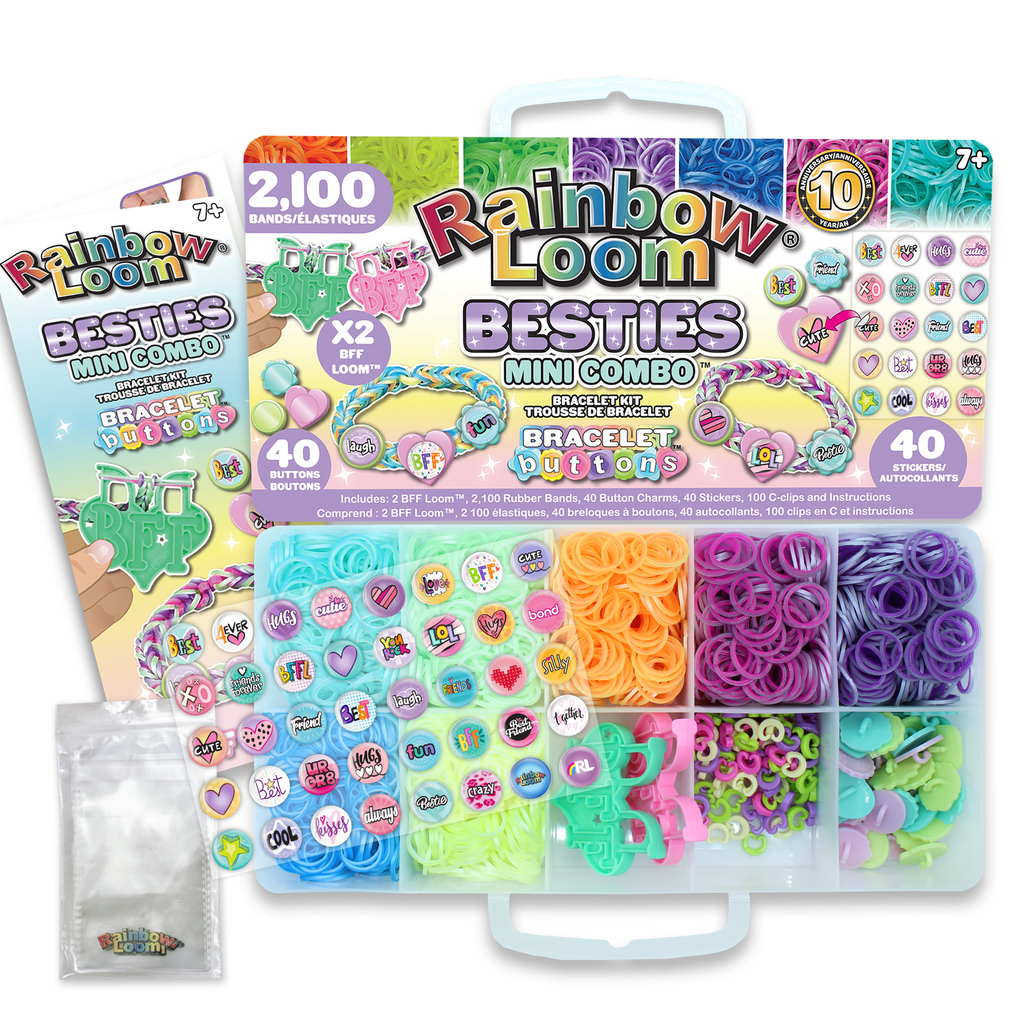 Rainbow Loom Bestie Mini Button Combo Set Bracelet Making Kit using Bracelet Buttons Children Ages 7 and Up