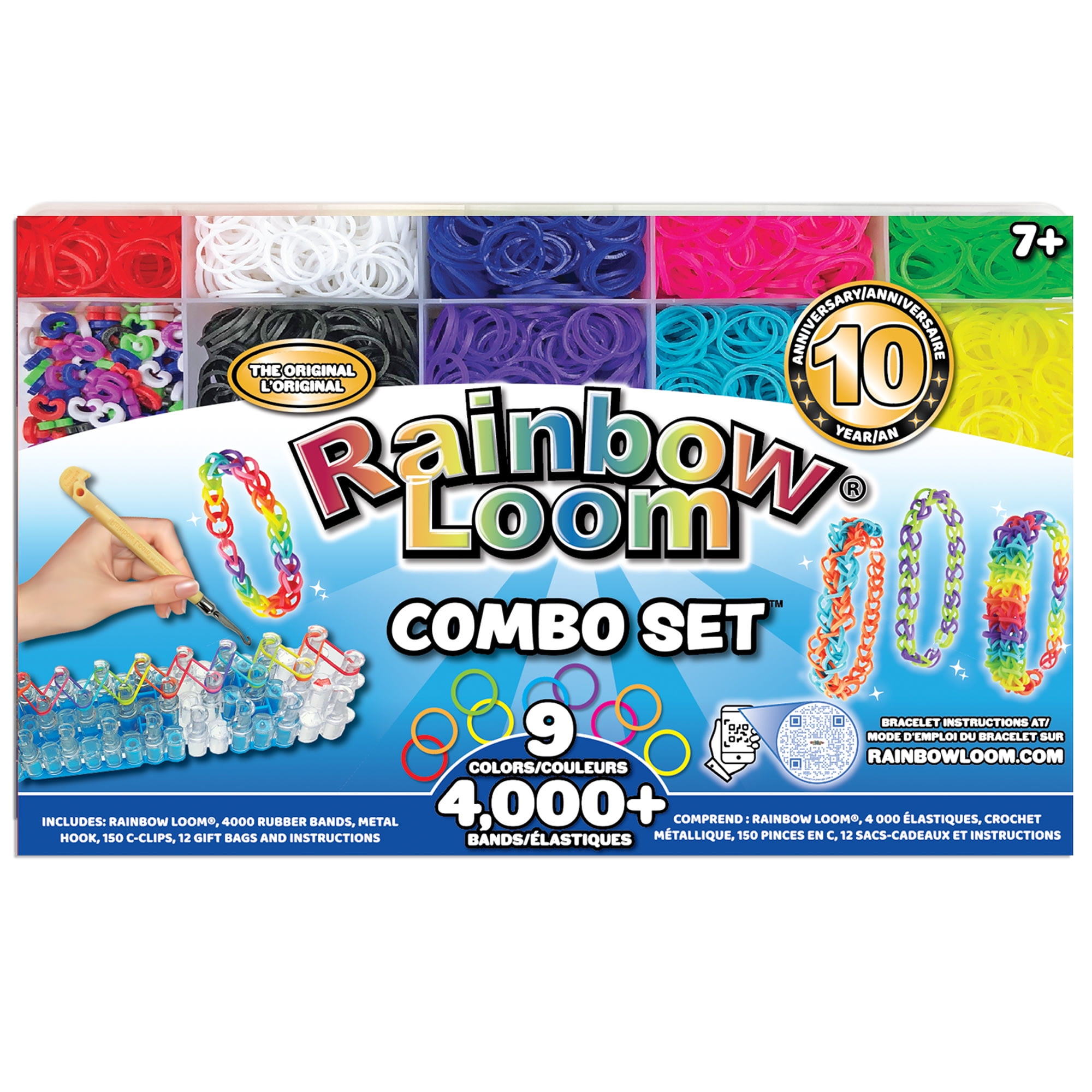 Rainbow Loom Combo Craft Set Includes 4 000 Latex Free Rubber Bands 9 Different Colors Step by Step Directions Convenient Storage Case Ages 7 Walmart
