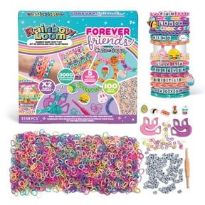Rainbow Loom: Forever Friends - 3000+ Piece Rubber Band Bracelet Kit, DIY Jewelry, 100 Alpha Beads, 10 Cute-Tique Charms, 2 Happy Looms, Kids Ages 7+
