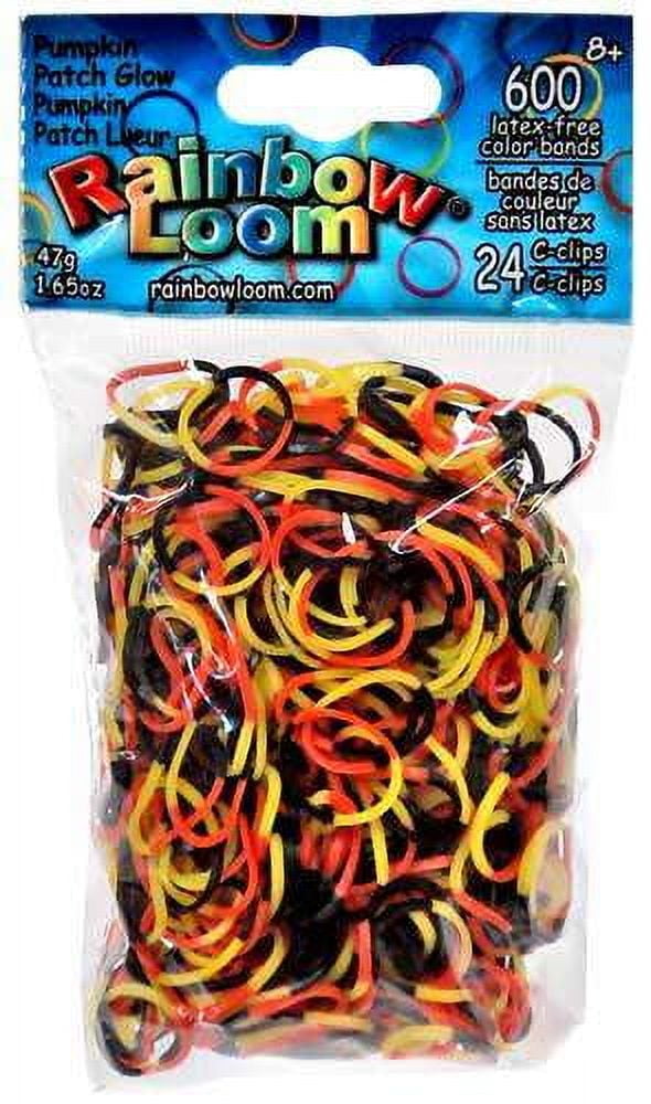 Rainbow Loom GLOW in the Dark Collection: Pumpkin Patch Rubber Bands with 24 C-Clips (600 Count),Orange, Yellow, Black