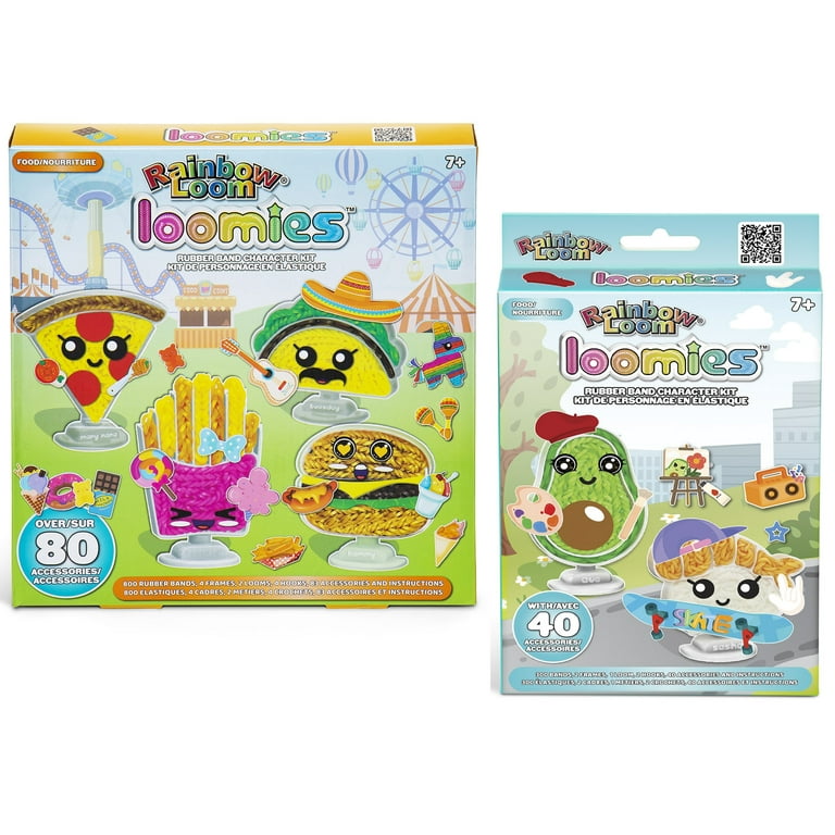 Rainbow Loom: Loomies Food Figurines 2 PK Bundle: 4 Character & 2 Character  Kits - DIY Rubber Band Kits, Create 6 Food Themed Characters, Ages 7+ 
