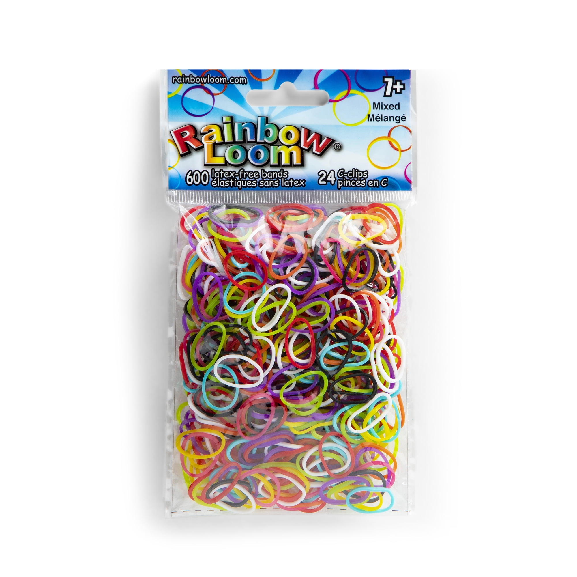 Rainbow Loom Mix Rubber Bands with 24 C-Clips (600 Count)