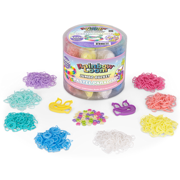 Rainbow Loom Pastel Jumbo Bucket Kit for Kids Ages 7+ with 8,000