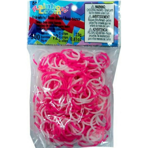 Rainbow Loom Pink & White TwoTone Rubber Bands Refill Pack (300 ct