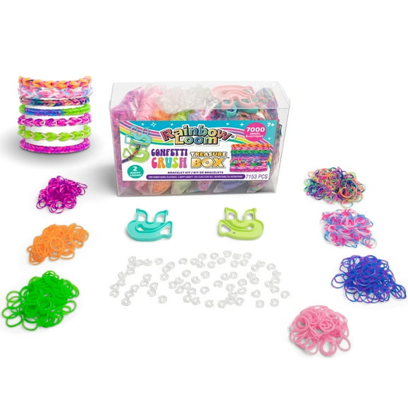 Rainbow Loom: Treasure Box - Confetti Crush Edition - DIY Bands Bracelet Kit, 7000 Rubber Bands, 2 Happy Looms, Jewelry Crafting Activity, Kids 7+