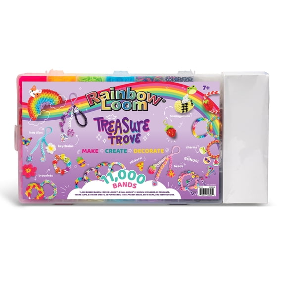 Rainbow Loom: Treasure Trove - DIY Rubber Band Bracelet Craft Kit With Case - 11,000 High Quality Loom Bands & Accessories, Design & Create, Ages 7+