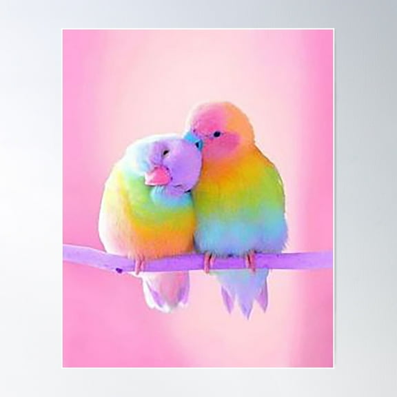 Rainbow Love Birds Poster Wall Art, Modern Wall Decor For Living Room Bedroom, 8x12 UNFRAMED