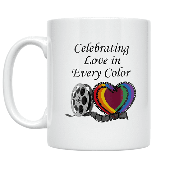 Rainbow Love Design - Queer Romance Cinema Enthusiast - 11 oz Ceramic Coffee Mug