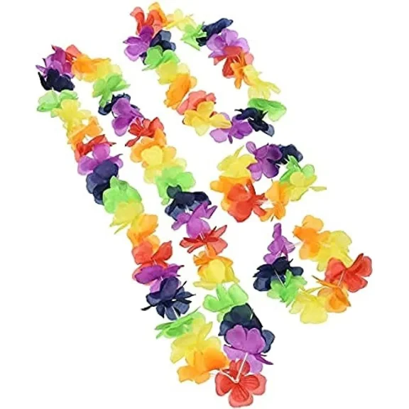 Rainbow Luau Party Lei Set, 4Pcs,Party Decorations