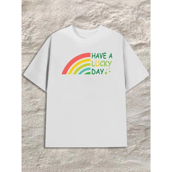 Rainbow Luck Day mens white Summer wear Vintage-inspired, comfortable fit Original Unisex Shirt Cotton tshirts Original Unisex Shirt Graphic tshirts