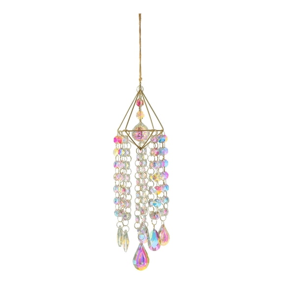 Rainbow Maker,Crystal Pendant,Crystal Suncatcher Hanging Ornament,Handmade Gold Plated K9 Crystal Wind Chime Style Rainbow Maker For Home & Outdoor.