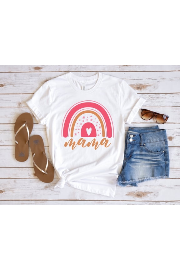 Rainbow Mama Mom Mothers Day Birthday Cute Life T-Shirt - All Size S-5XL