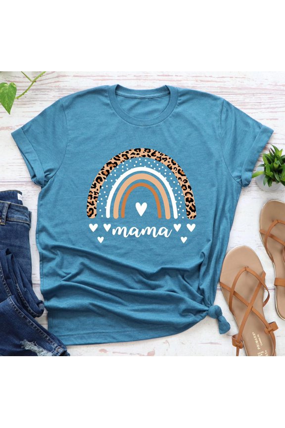 Rainbow Mama Shirt: Cotton Blend Mom Gift Tshirt All Size S-5XL