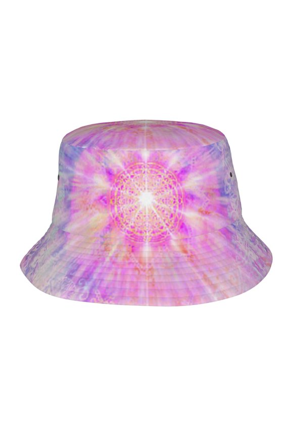 Rainbow Mandala Flower Shinning Bucket Hat,Packable Sun Cap,Max Protection For Uva,Perfect For Fishing Gardening Hiking Camping