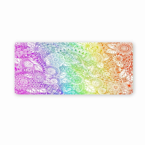 Rainbow Mandala Mouse Pad 35.4 x 15.8 Inches Rubber Desk Mat for Office Gaming Home Use