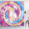 thumbnail image 1 of Rainbow Mandala Shower Curtain, Middle Eastern Mandala Design with Spiral Stripes Colorful Blur Background, Fabric Bathroom Set with Hooks, 69W X 75L Inches Long, Multicolor, by Ambesonne, 1 of 3