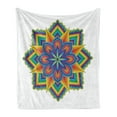 thumbnail image 1 of Rainbow Mandala Soft Flannel Fleece Throw Blanket, Colorful Geometric Design with Themed Star and Flower Motifs, Cozy Plush for Indoor and Outdoor Use, 50" x 70", Multicolor, by Ambesonne, 1 of 6