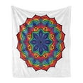 thumbnail image 1 of Rainbow Mandala Soft Flannel Fleece Throw Blanket, Composition of Thriving Exotic Spring Flower in Oriental Mandala Design, Cozy Plush for Indoor and Outdoor Use, 60" x 80", Multicolor, by Ambesonne, 1 of 5
