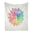 thumbnail image 1 of Rainbow Mandala Soft Flannel Fleece Throw Blanket, Watercolor Style Flower Design Petals on Off White Background, Cozy Plush for Indoor and Outdoor Use, 50" x 70", Multicolor, by Ambesonne, 1 of 5