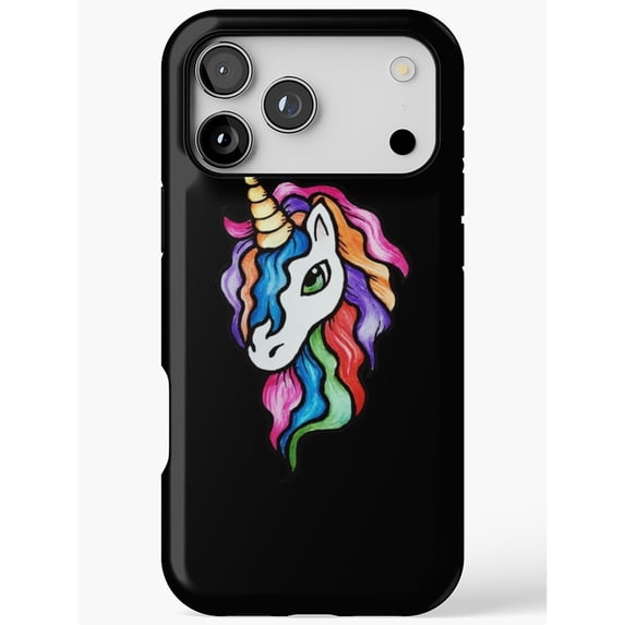 Rainbow Mane White Unicorn Head Tough Phone Case for Select Apple ...