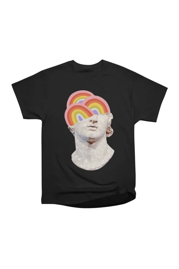 Rainbow Marble Head T-Shirt Tee Gift For Him Merch For Her Apparel For Friend
