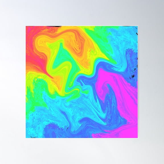 Rainbow Marble Poster Wall Art, Modern Wall Decor For Living Room Bedroom, 17x17 UNFRAMED