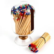 Rainbow Matches Included (100Pcs), Match Holder with Candle Matches, Match Cloche with Striker, Matches in a Jar, 2.55'' /6.5cm Safety Matches for Candles, Long Fireplace Matches for BBQ Grill