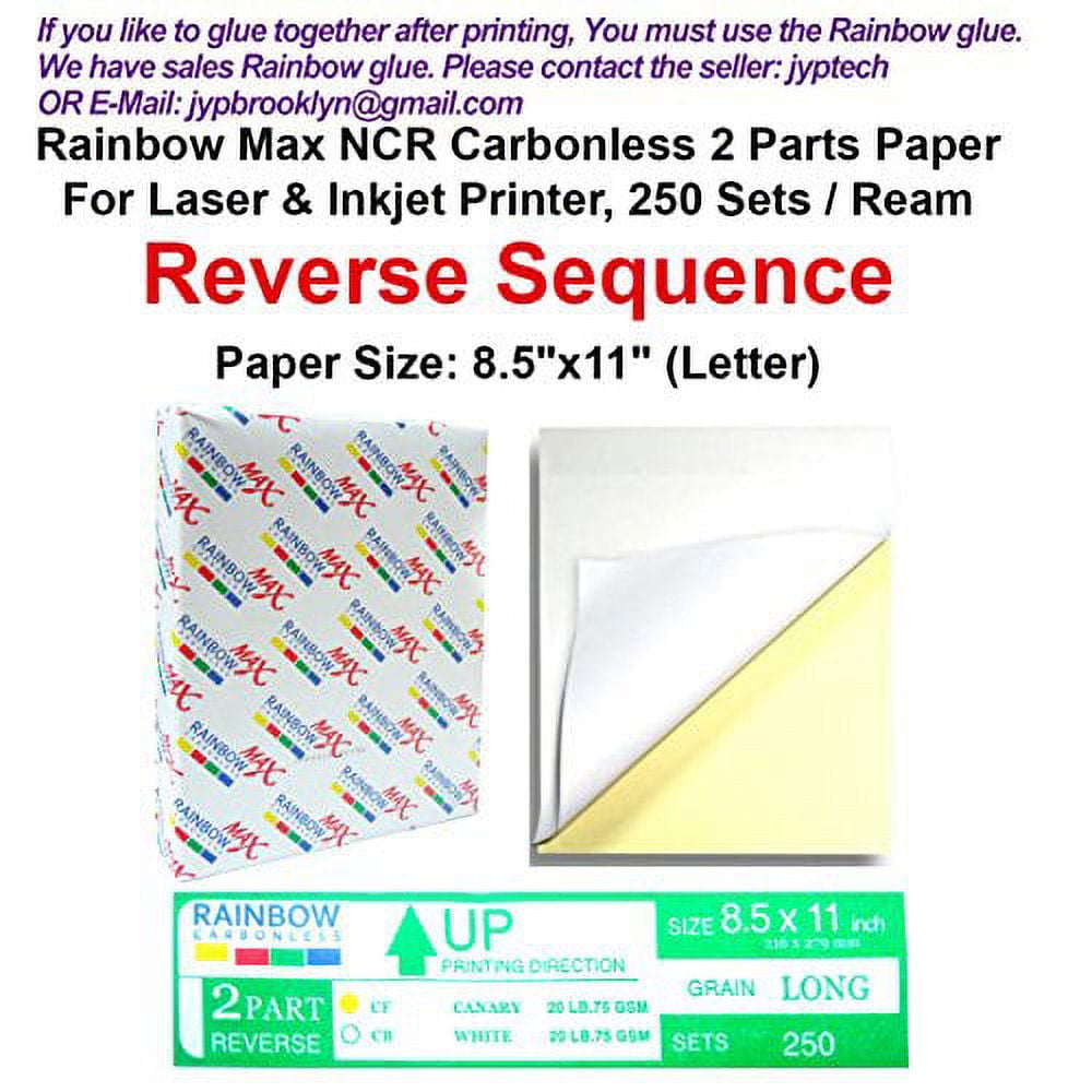 Carbonless Paper For Inkjet Printers Rainbow Max NCR Carbonless Papers 2 Parts, Letter Size, White & Canary