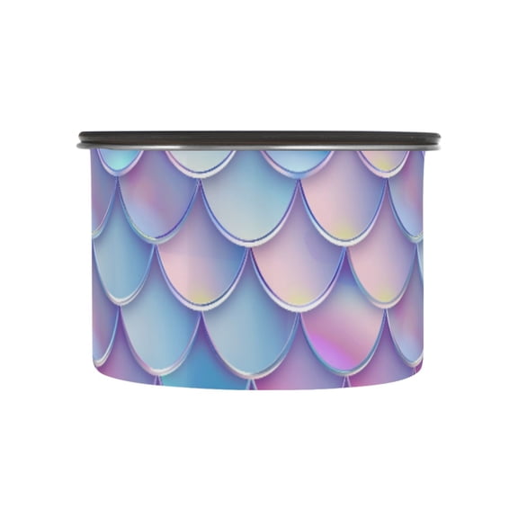 Rainbow Mermaid Scale Airtight Coffee Bean Canister 17oz Food Storage Containers with Lids For Gournd, Tea, Sugar, Flour, Rice, Cereal, Candy Cookie Jar