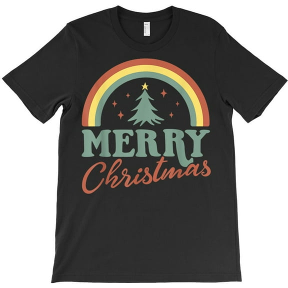 Rainbow Merry Christmas Funny Winter Vibes Merry Christmas Holiday Graphic T-Shirt G8505, Up to 5XL