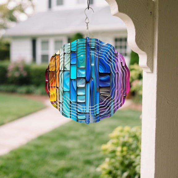 Rainbow Metal 3D Wind Spinner Kinetic Garden Art Anniversary Gift