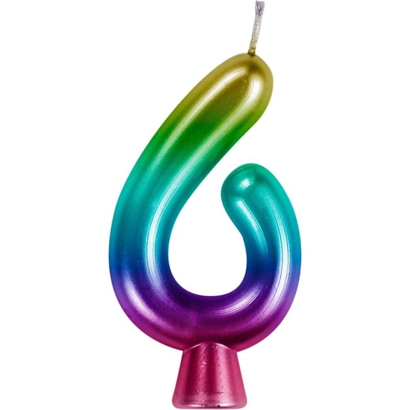 Rainbow Metallic 6 Birthday Candle