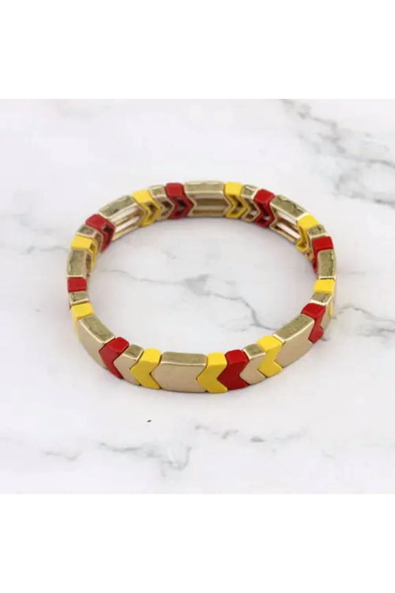 Rainbow Metta Metal Arrow Beaded Bangle Bracelet Boutique Stretch Women Jewelry