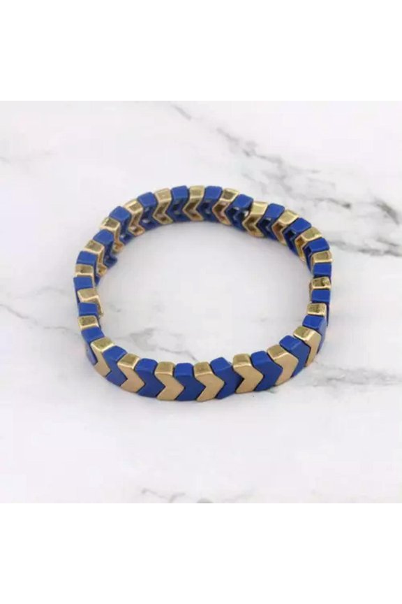 Rainbow Metta Metal Arrow Beaded Bangle Bracelet Boutique Stretch Women Jewelry