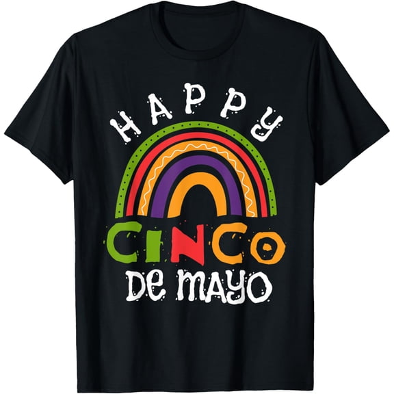 Rainbow Mexican Fiesta Happy Cinco De Mayo T-Shirt