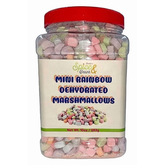 Rainbow Mini Dehydrated Marshmallows by Dasher's Spice & Beans | 10 oz. Container