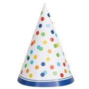 Unique Polka Dots Party Hats, Pack of 8, Rainbow