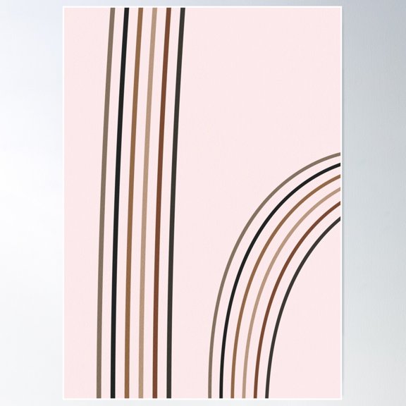 Rainbow Minimal, Mid Century, Line Art 1 Poster Wall Art, Modern Wall Decor For Living Room Bedroom, 12x18 UNFRAMED