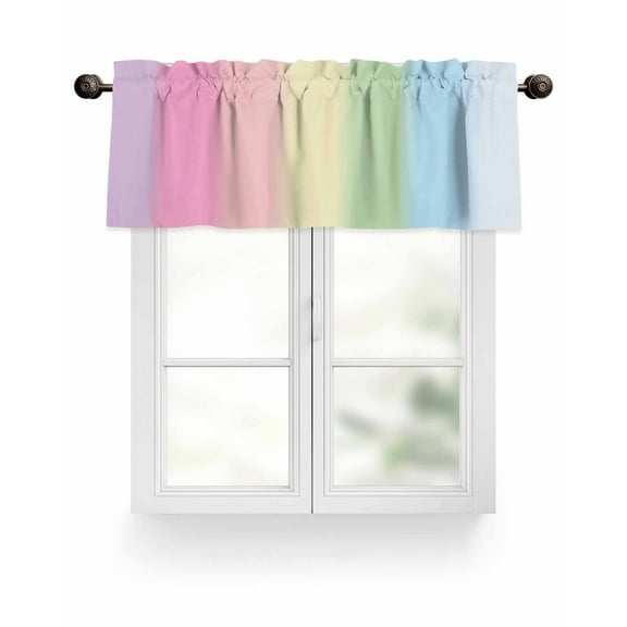 Rainbow Minimalnist Stripe Kitchen Valances for Windows Candy Texture Valance Curtains&nbsp; for Kitchen /Living Room/Bedroom/ Bathroom Decor, 54"x18 " ,Rod Pocket 1 Panel,
