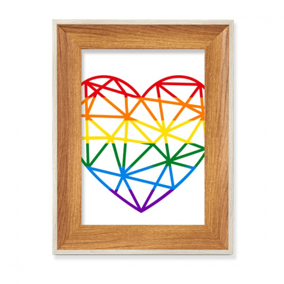 Rainbow Modelling Heart LGBT Desktop Wooden Photo Frame Display Picture Art Painting Multiple Sets