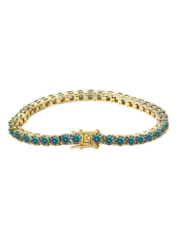 Rainbow Moissanite Tennis Bracelets for Men Women 18K Gold Plated 3MM Diamond Tennis Bracelet Groom Bracelets for Wedding Promise Moissanite Diamond Bracelet