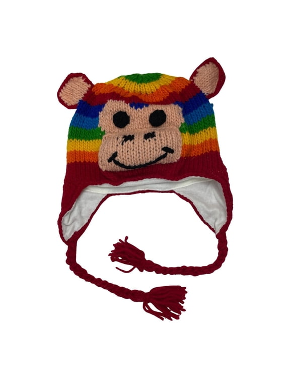 Rainbow Monkey Beanie Hat for Kids and Adults