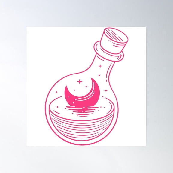 Rainbow Moon In Bottle Poster Wall Art, Modern Wall Decor For Living Room Bedroom, 24x24 UNFRAMED