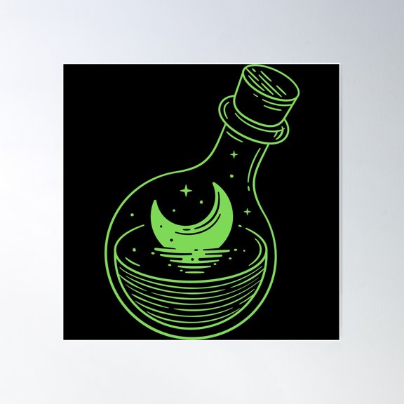 Rainbow Moon In Bottle Poster Wall Art, Modern Wall Decor For Living Room Bedroom, 30x30 UNFRAMED