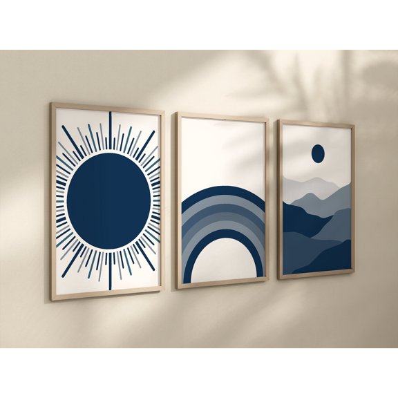 Rainbow Moon Mountains Space Nursery Poster, Set 3, Poster Only